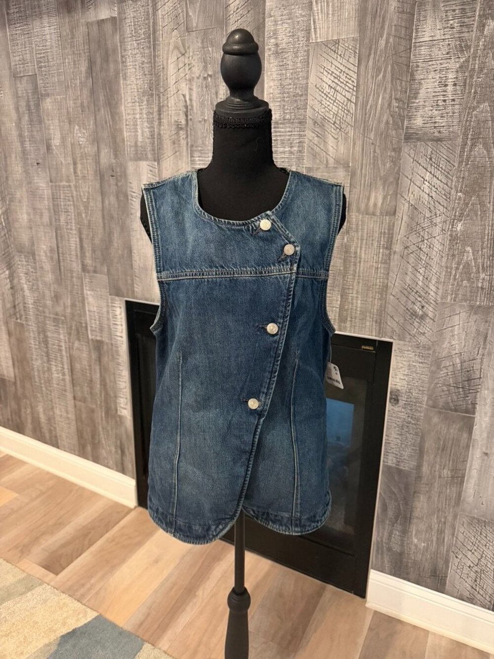 We The Free Wallflower Denim Asymmetrical Vest - Size M